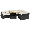 vidaXL 10-delige Loungeset met kussens poly rattan zwart