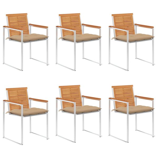 vidaXL Tuinstoelen 6 st met kussens massief acaciahout