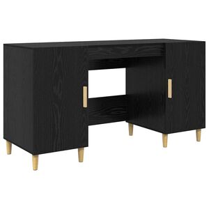 vidaXL Bureau Zwart Eiken Bewerkt hout 140 x 50 x 75 cm