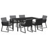 vidaXL Tuin eettafelset 7 pcs Zwart Gepoedercoat staal