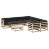 vidaXL 9-delige Loungeset met kussens massief grenenhout