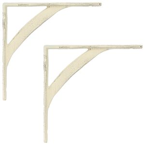 vidaXL Wandplank Beugels 2 st Antiek wit 10 x 10 x 3 cm Staal