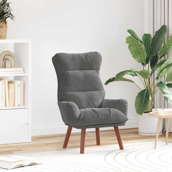 vidaXL Fauteuil Donkergrijs 69 x 74 x 93 cm Fluweel