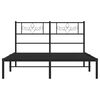 vidaXL Bedframe met hoofdbord metaal zwart 150x200 cm