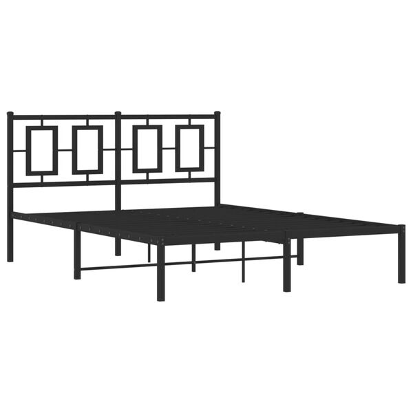vidaXL Bedframe met hoofdbord metaal zwart 140x190 cm