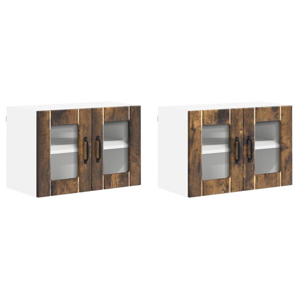 vidaXL Keukenkast 2 pcs Gerookt eiken 60 x 31 x 40 cm Bewerkt hout