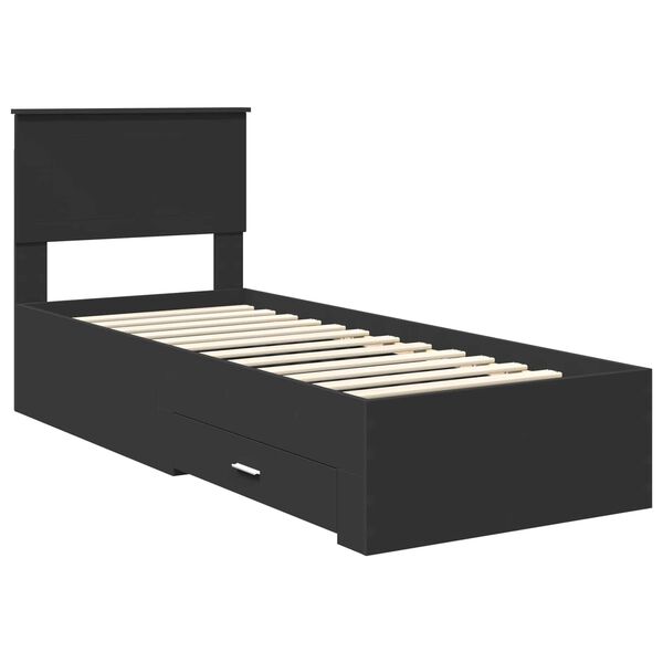 vidaXL Bedframe met lade Zwart en Zilver 75 x 190 cm Bewerkt hout