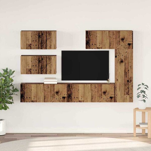 vidaXL Tv-meubelset Wandgemonteerd 6 pcs Oud Hout Bewerkt hout