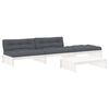 vidaXL 4-delige Loungeset met kussens massief hout wit