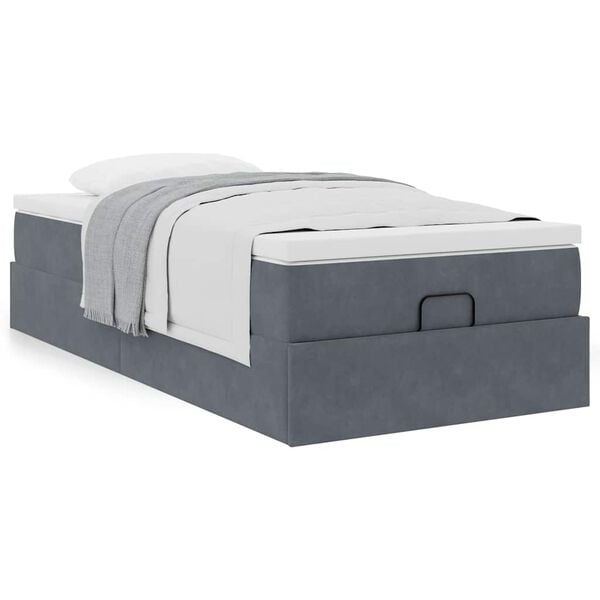vidaXL Ottoman bed met matras 90x190cm fluweel donkergrijs