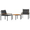 vidaXL tuinmeubelset 3 pcs Donkergrijs poly rattan