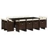 vidaXL 13-delige Tuinset met kussens poly rattan bruin