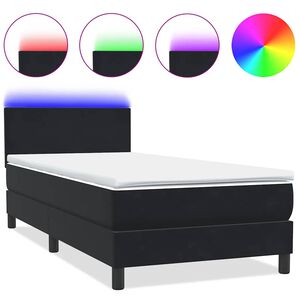 vidaXL Boxspring met matras en LED fluweel zwart 90x210 cm