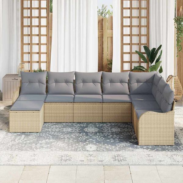 vidaXL Tuin Sofa Set 8 pcs Beige poly rattan