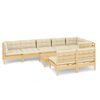 vidaXL 9-delige Loungeset met cr&egrave;mekleurige kussens massief grenenhout
