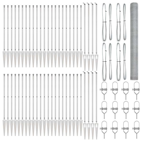 vidaXL Afrasteringspaal Zilver 100 x 1,6 m (25 mm gaas) Staal