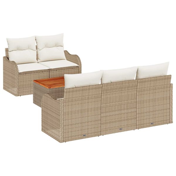vidaXL Tuin Sofa Set 6 pcs Beige Poly riet