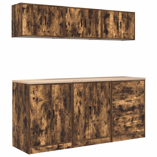 vidaXL Garagekasten 6 st Spaanplaat gerookt eiken