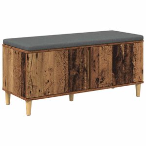 vidaXL Halbank met kussen met opslag Oudhout 100 x 38 x 46 cm