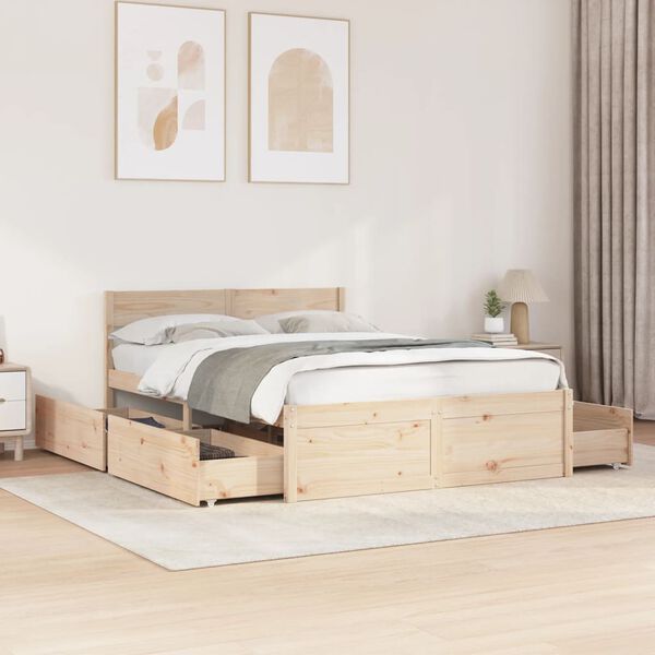 vidaXL Bedframe zonder matras massief grenenhout 135x190 cm