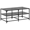 vidaXL Salontafel met zwart glazen blad 98,5x50x45 cm staal