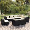 vidaXL 9-delige Loungeset met kussens poly rattan zwart