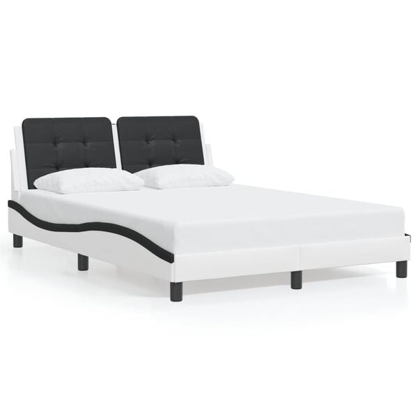 vidaXL Bedframe zonder matras "Zadar" kunstleer wit en zwart 140x190 cm