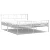 vidaXL Bedframe met hoofd- en voeteneinde metaal wit 183x213 cm