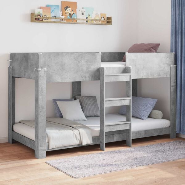 vidaXL Bunk Bed voor Kinderen Beton Grijs 90 x 200 cm Bewerkt hout