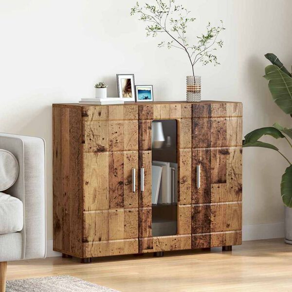 vidaXL Houten Kast met opslag Oudhout 88,5 x 30,5 x 73 cm Bewerkt hout