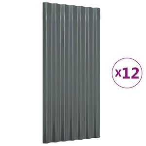vidaXL Dakpanelen 12 st 80x36 cm gegalvaniseerd staal antracietkleurig
