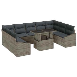 vidaXL Tuin Sofa Set 10 pcs Grijs poly rattan & Gepoedercoat staal