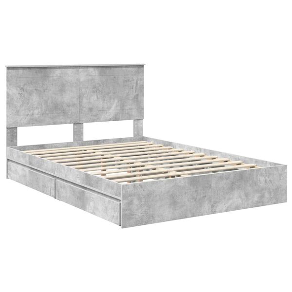 vidaXL Opslag bed met hoofdeinde Beton Grijs 160 x 200 cm Bewerkt hout