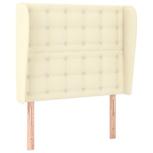 vidaXL Hoofdbord met randen 93x23x118/128 cm kunstleer cr&egrave;mekleurig