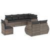 vidaXL 8-delige Loungeset met kussens poly rattan grijs