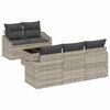 vidaXL Bankstel 6 st Licht Grijs en Donker Grijs poly rattan