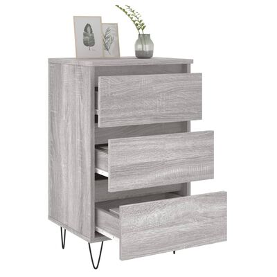 vidaXL Nachtkastjes 2 st 40x35x69 cm bewerkt hout grijs sonoma eiken