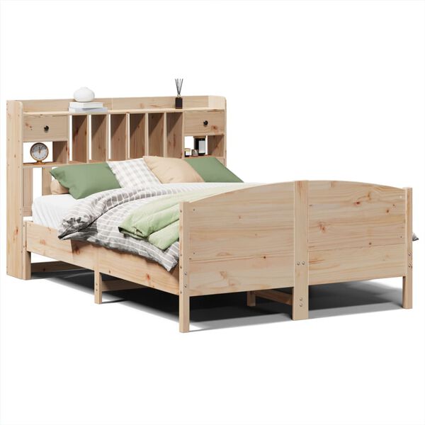 vidaXL Bed met boekenkast zonder matras massief grenenhout 160x200 cm