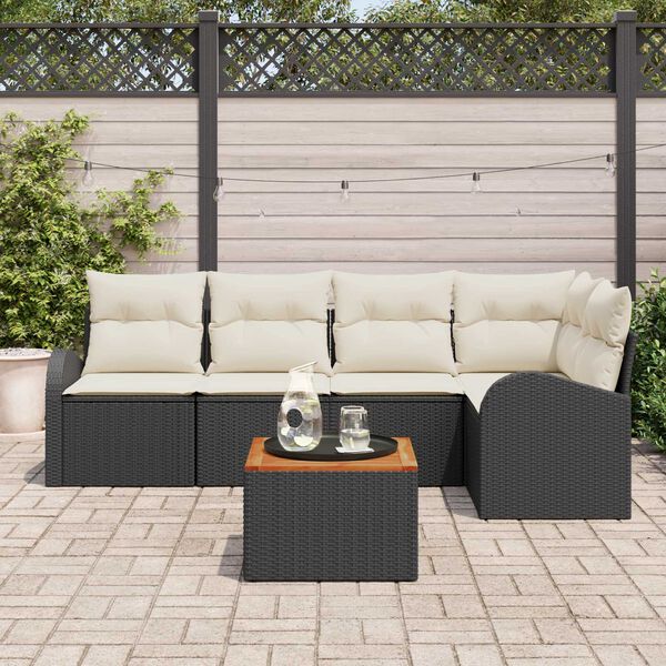 vidaXL Tuin Sofa Set 6 pcs Zwart en wit