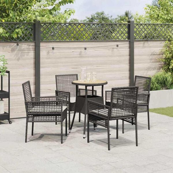 vidaXL Tuin Eetset 5 pcs Zwart Poly riet