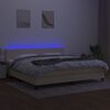 vidaXL Boxspring met matras en LED stof cr&egrave;mekleurig 200x200 cm