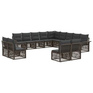 vidaXL Tuinbankenset 13 pcs Grijs poly rattan