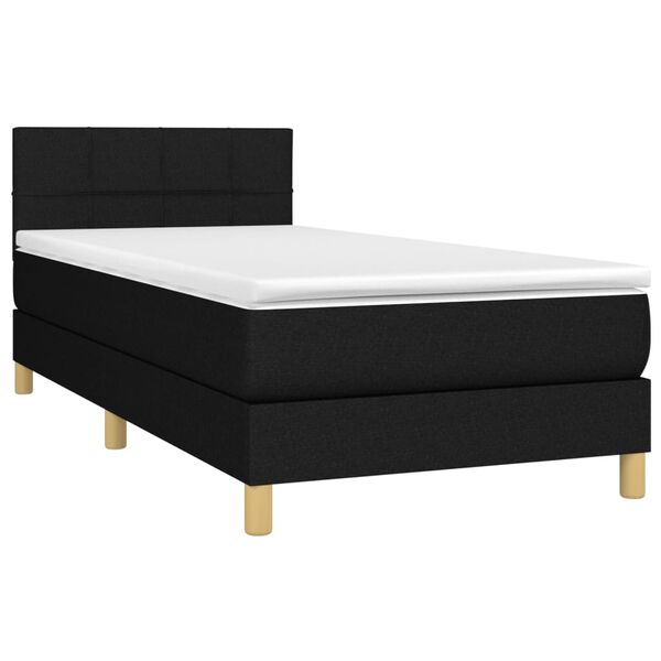 vidaXL Boxspring met matras en LED stof zwart 90x200 cm