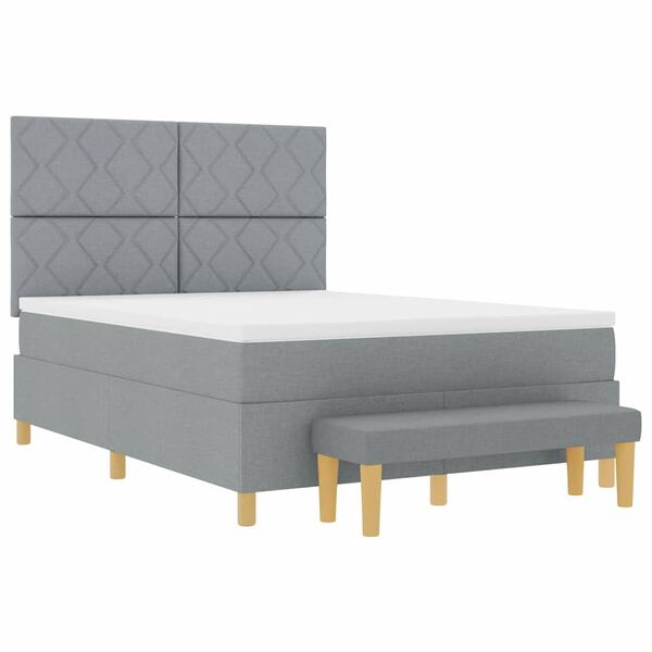 vidaXL Boxspring bed met matras Lichtgrijs 160 x 200 cm Stof