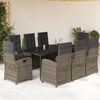 vidaXL 9-delige Tuinset met kussens poly rattan grijs