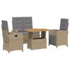 vidaXL 4-delige Tuinset met kussens poly rattan beige