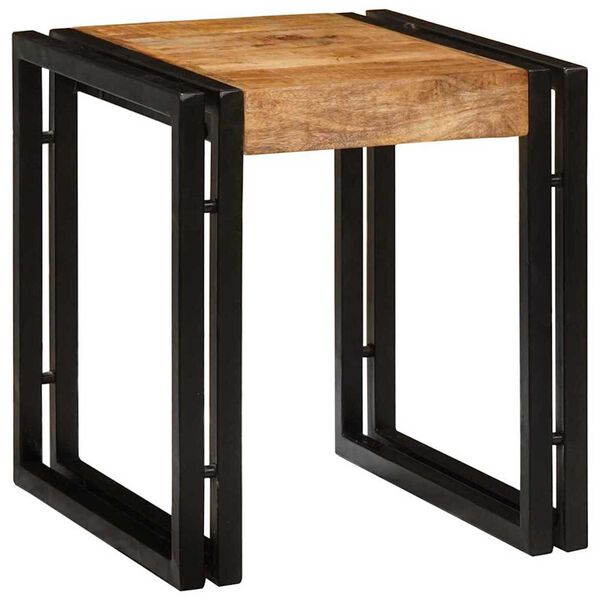 vidaXL Nesttafel 3 pcs Bruin en zwart Massief Mangohout en Metaal