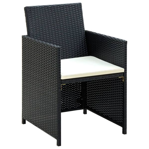 vidaXL 4-delige Loungeset met kussens poly rattan zwart