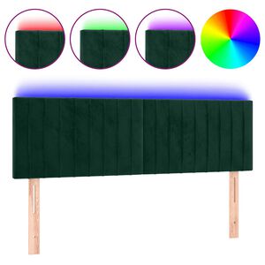 vidaXL Hoofdbord LED 144x5x78/88 cm fluweel donkergroen