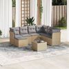 vidaXL 8-delige Loungeset met kussens poly rattan beige